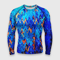 Рашгард мужской Сине-голубой стекающая абстракция, цвет: 3D-принт