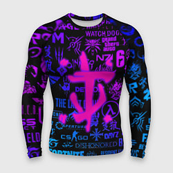 Рашгард мужской Doom логотипы игр неон, цвет: 3D-принт