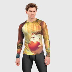Рашгард мужской Солнечный ёж в лесу, цвет: 3D-принт — фото 2