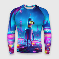 Рашгард мужской Бендер на сказочной неоновой грибной планете - ней, цвет: 3D-принт