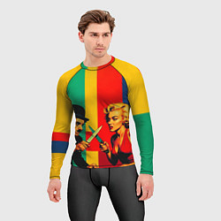 Рашгард мужской Чарли Чаплин против Мэрилин Монро поп-арт, цвет: 3D-принт — фото 2