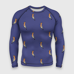 Рашгард мужской Клевая птица удод на фиолетовом фоне, цвет: 3D-принт