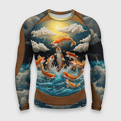 Мужской рашгард Большие золотистые рыбы выпрыгивают из воды