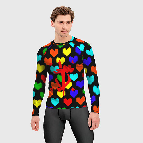 Мужской рашгард Doom love pixel pattern / 3D-принт – фото 3