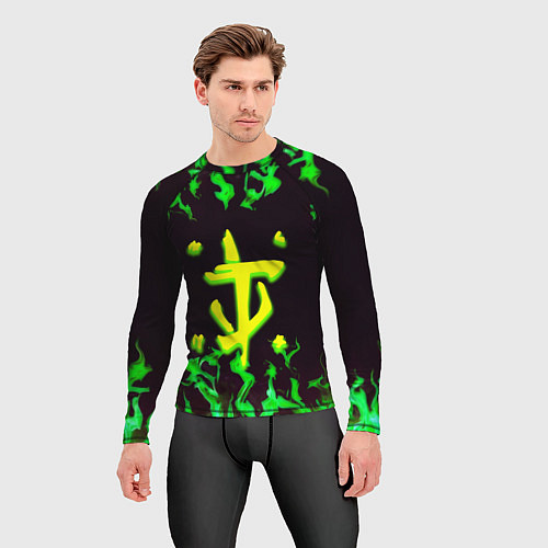Мужской рашгард Doom зелёный огонь / 3D-принт – фото 3