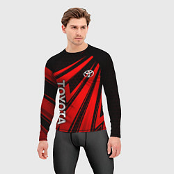 Рашгард мужской Тойота - красные полосы, цвет: 3D-принт — фото 2
