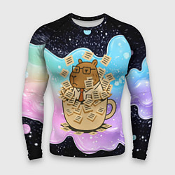 Мужской рашгард Менеджер капибара в кружке в стикерах