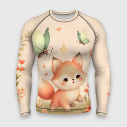 Рашгард мужской Лиса и мотыльки, цвет: 3D-принт