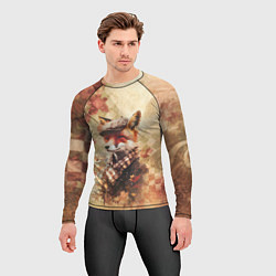 Рашгард мужской Винтажный лис на осеннем фоне, цвет: 3D-принт — фото 2