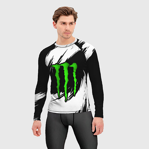 Мужской рашгард Monster energy - белый / 3D-принт – фото 3