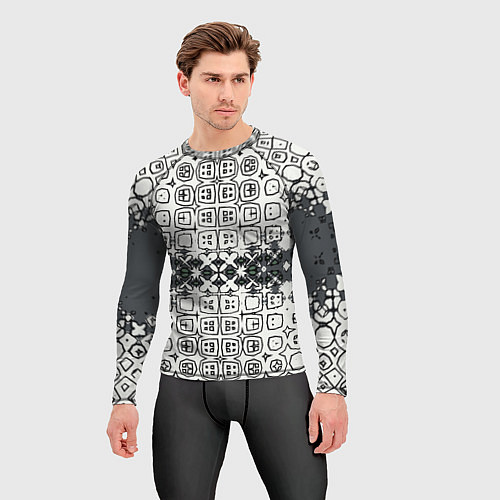 Мужской рашгард Серая узорчатая метаморфоза / 3D-принт – фото 3