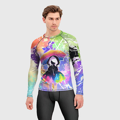 Мужской рашгард Девочка под дождём арт / 3D-принт – фото 3