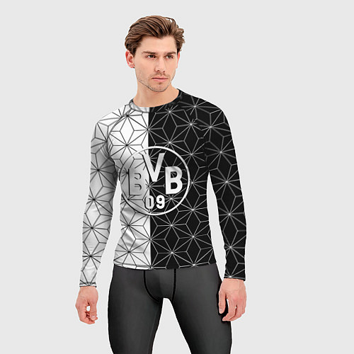 Мужской рашгард Borussia geometry black steel / 3D-принт – фото 3