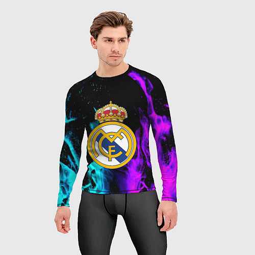 Мужской рашгард Real Madrid неоновый огонь / 3D-принт – фото 3