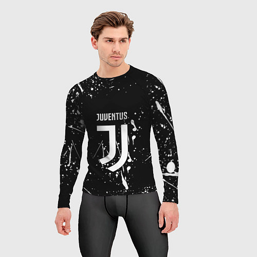 Мужской рашгард Juventus брызги красок текстура / 3D-принт – фото 3