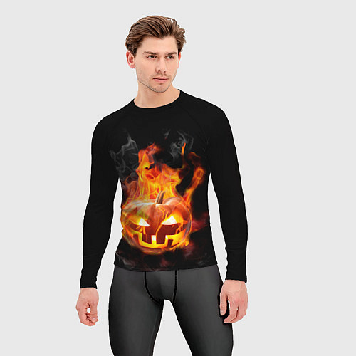 Мужской рашгард Горящая тыква джек / 3D-принт – фото 3