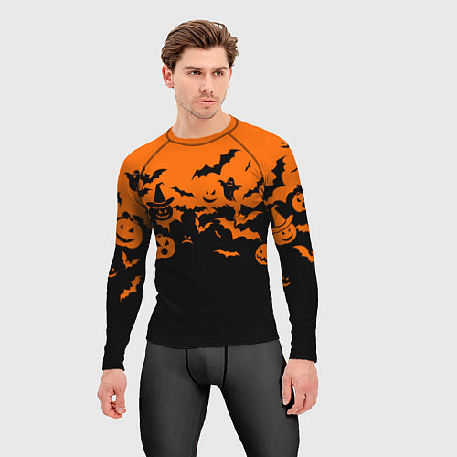 Мужской рашгард Хэллоуин тыквы и призраки / 3D-принт – фото 3