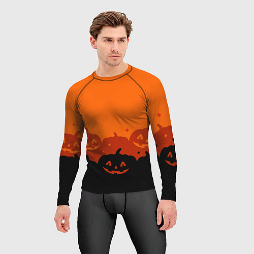 Мужской рашгард Хэллоуин счастливые тыквы / 3D-принт – фото 3