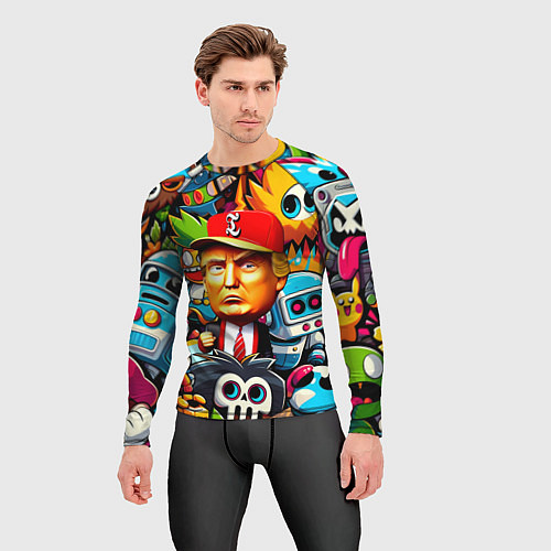 Мужской рашгард Дональд Трамп в компании мультяшных персонажей / 3D-принт – фото 3