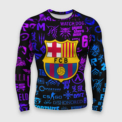 Рашгард мужской Барселона неоновые логотипы игр, цвет: 3D-принт