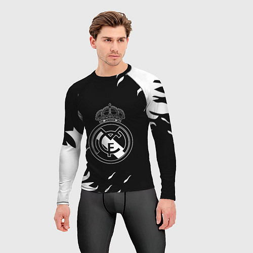 Мужской рашгард Реал Мадрид белый огонь / 3D-принт – фото 3