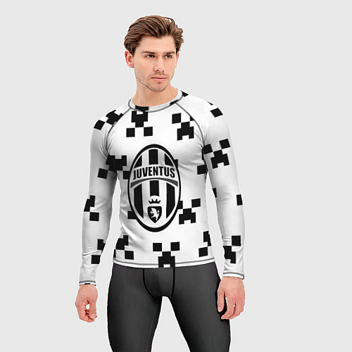 Мужской рашгард Juventus x minecraft pattern / 3D-принт – фото 3