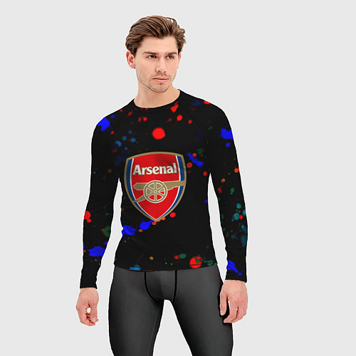 Мужской рашгард Arsenal неоновые брызги красок / 3D-принт – фото 3
