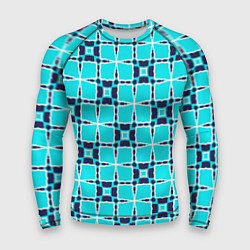 Рашгард мужской Абстрактная решетка на бирюзовом, цвет: 3D-принт