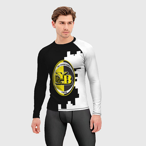 Мужской рашгард Янг Бойз черно белая геометрия / 3D-принт – фото 3