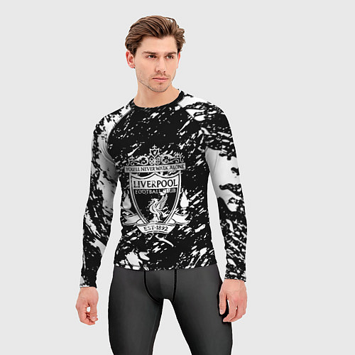 Мужской рашгард Ливерпуль белые штриха красок / 3D-принт – фото 3