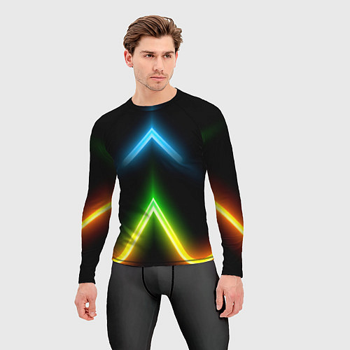 Мужской рашгард Neon multicolored lines / 3D-принт – фото 3