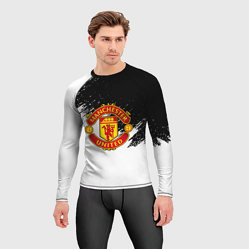 Мужской рашгард Манчестер Юнайтед краски белые / 3D-принт – фото 3
