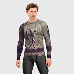 Рашгард мужской Пришелец идёт вдоль стены с рваными афишами, цвет: 3D-принт — фото 2