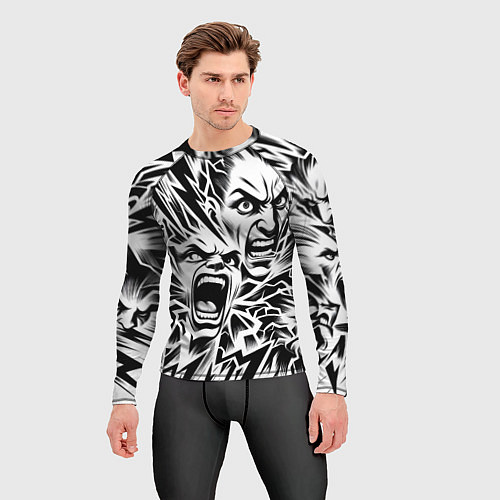 Мужской рашгард Свирепые лица и молнии - нейроарт / 3D-принт – фото 3