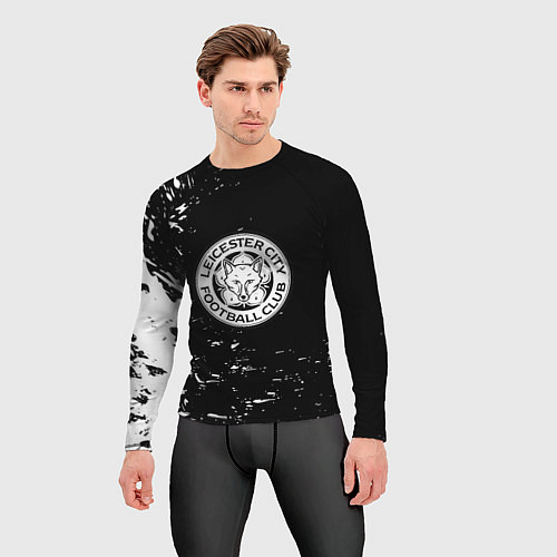 Мужской рашгард Лестер сити краски белые / 3D-принт – фото 3