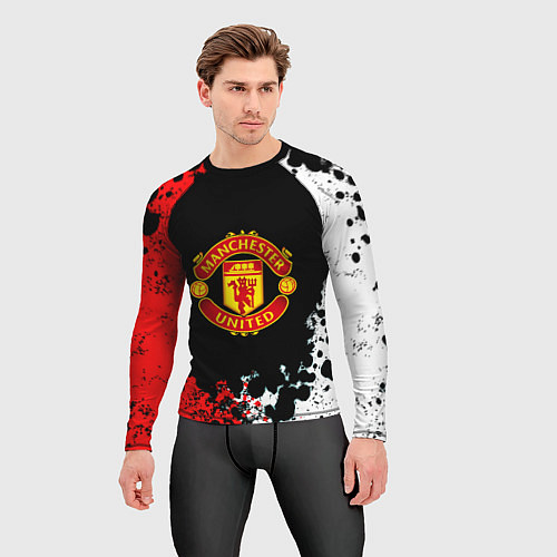 Мужской рашгард Манчестер Юнайтед краски абстрактные / 3D-принт – фото 3
