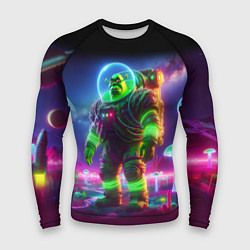 Мужской рашгард Космонавт Шрук в неоновом скафандре на загадочной