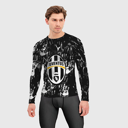 Мужской рашгард Ювентус текстура руки краски / 3D-принт – фото 3