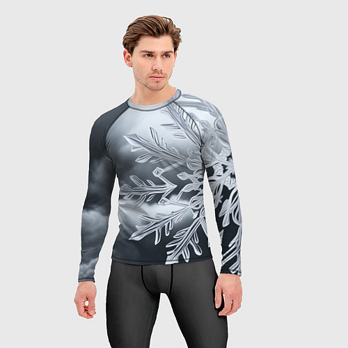 Мужской рашгард Снежинка на черно белое / 3D-принт – фото 3