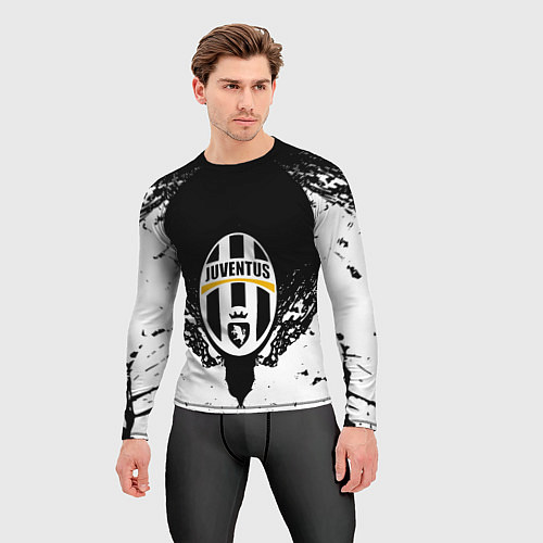 Мужской рашгард Ювентус краски всплеск текстура / 3D-принт – фото 3