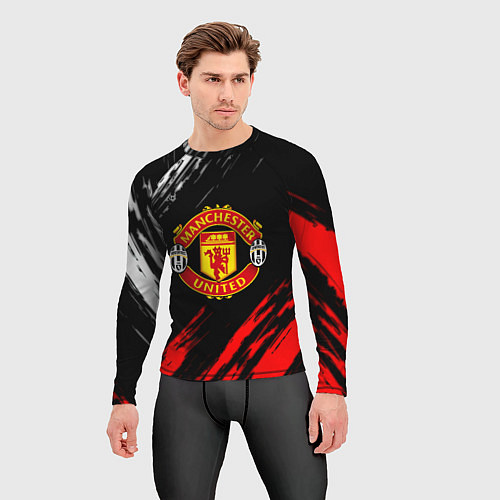 Мужской рашгард Манчестер Юнайтед x Ювентус краски / 3D-принт – фото 3