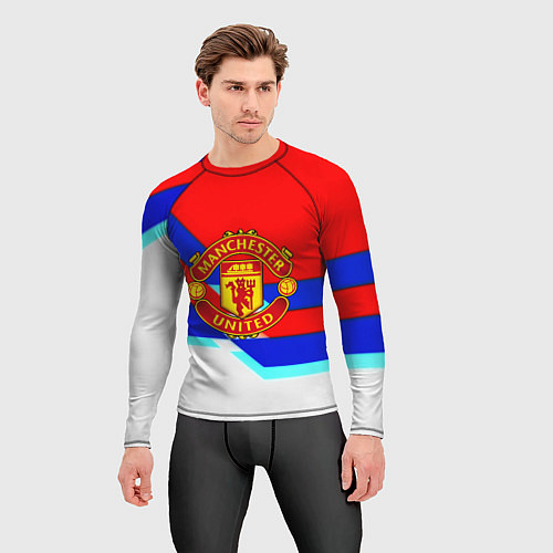 Мужской рашгард Манчестер Юнайтед полосы геометрия / 3D-принт – фото 3