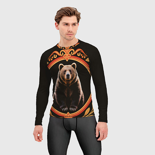 Мужской рашгард Медведь в орнаменте / 3D-принт – фото 3