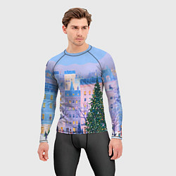 Рашгард мужской Новогодний двор, цвет: 3D-принт — фото 2