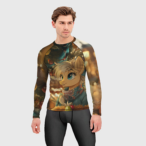 Мужской рашгард Милая лошадка под елочкой / 3D-принт – фото 3