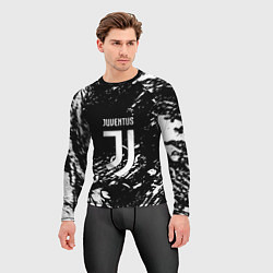 Рашгард мужской Juventus белые штрихи красок, цвет: 3D-принт — фото 2