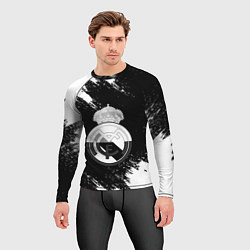 Рашгард мужской Реал Мадрид черно белые краски, цвет: 3D-принт — фото 2