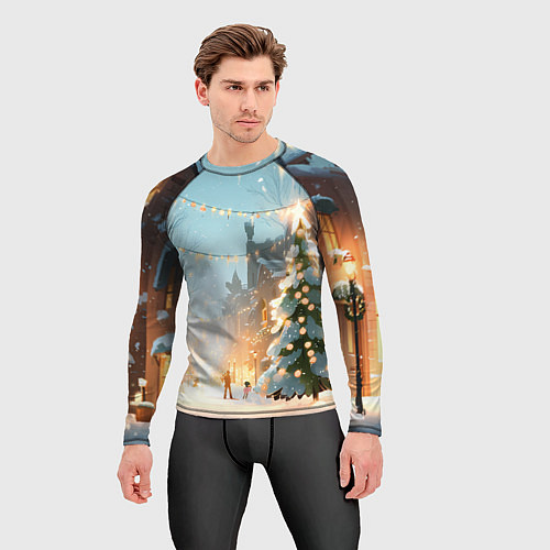 Мужской рашгард Новогодняя елочка / 3D-принт – фото 3