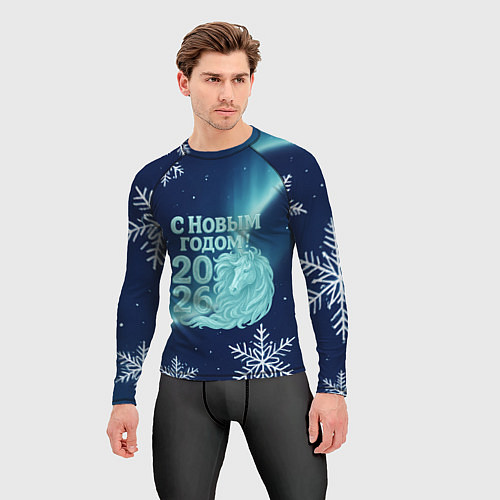 Мужской рашгард С новым годом 2026 - лошадь / 3D-принт – фото 3