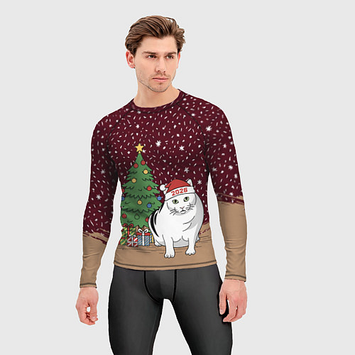 Мужской рашгард Кот Бендер и ёлка / 3D-принт – фото 3